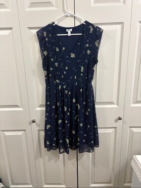 Thyme Maternity Navy Floral Midi Dress